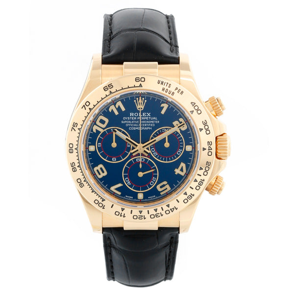 Rolex Cosmograph Blue Racing Daytona Men's 18k Yellow Gold Watch 116518