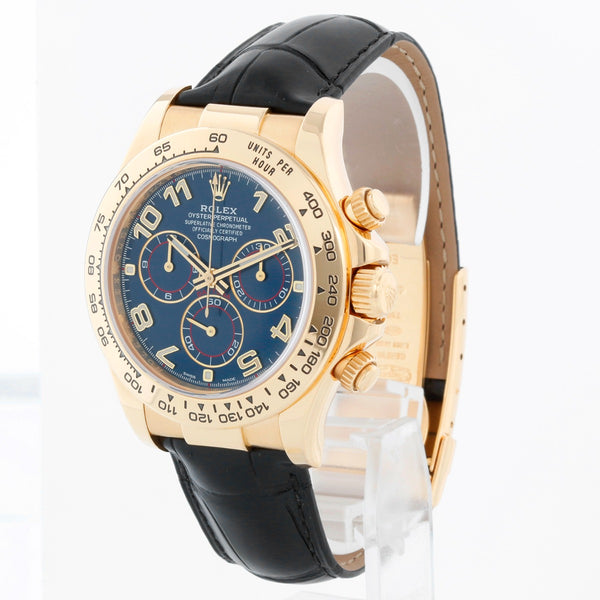 Rolex Cosmograph Blue Racing Daytona Men's 18k Yellow Gold Watch 116518
