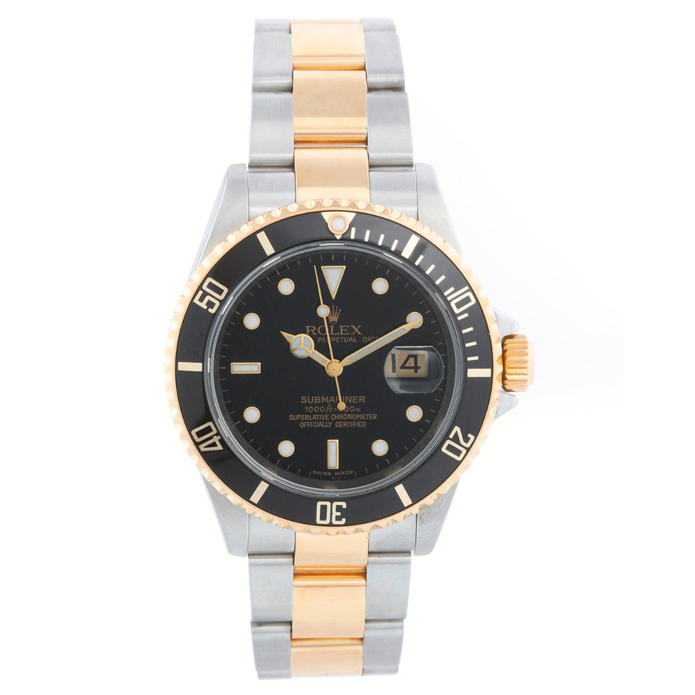Rolex Submariner Men's 2-Tone Watch 16613 Black Dial