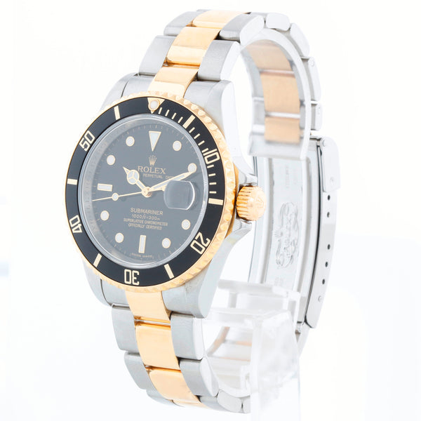 Rolex Submariner Men's 2-Tone Watch 16613 Black Dial
