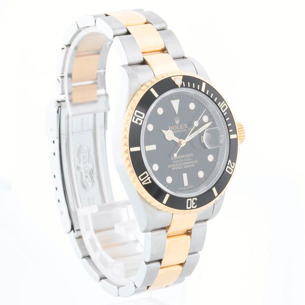 Rolex Submariner Men's 2-Tone Watch 16613 Black Dial