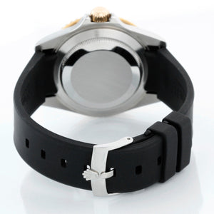 Rolex Submariner Men's 2-Tone Watch 16613 Black Dial Rubber Strap