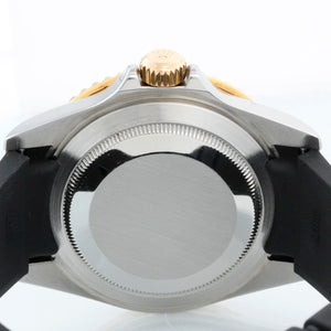 Rolex Submariner Men's 2-Tone Watch 16613 Black Dial Rubber Strap