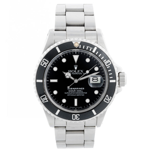 Vintage Rolex Submariner 16800 Stainless Steel Men's Watch with Distinctive Patina