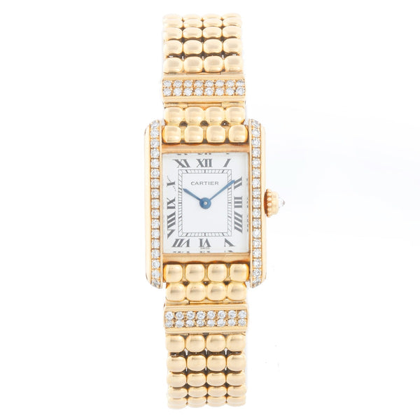 Rare & Unusual Cartier 18K Yellow Gold Tank Ladies Watch 8057