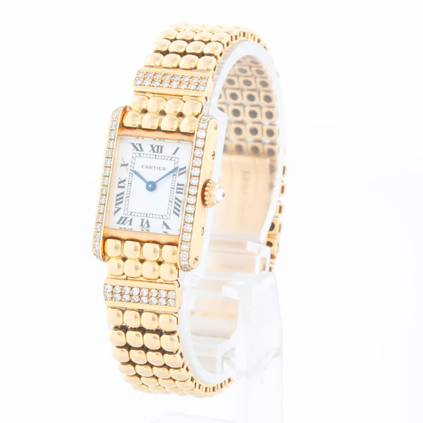 Rare & Unusual Cartier 18K Yellow Gold Tank Ladies Watch 8057