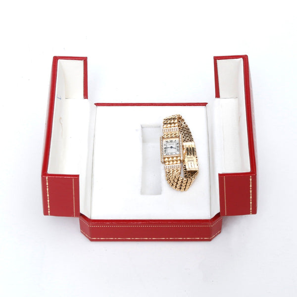 Rare & Unusual Cartier 18K Yellow Gold Tank Ladies Watch 8057