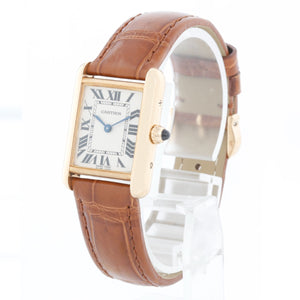 Cartier Tank 18k Yellow Gold Ladies Watch on Leather Band W1529856