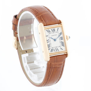 Cartier Tank 18k Yellow Gold Ladies Watch on Leather Band W1529856