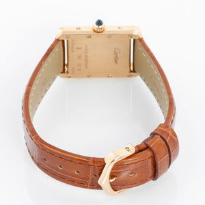 Cartier Tank 18k Yellow Gold Ladies Watch on Leather Band W1529856