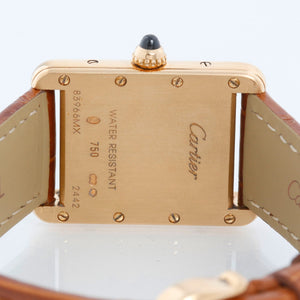Cartier Tank 18k Yellow Gold Ladies Watch on Leather Band W1529856