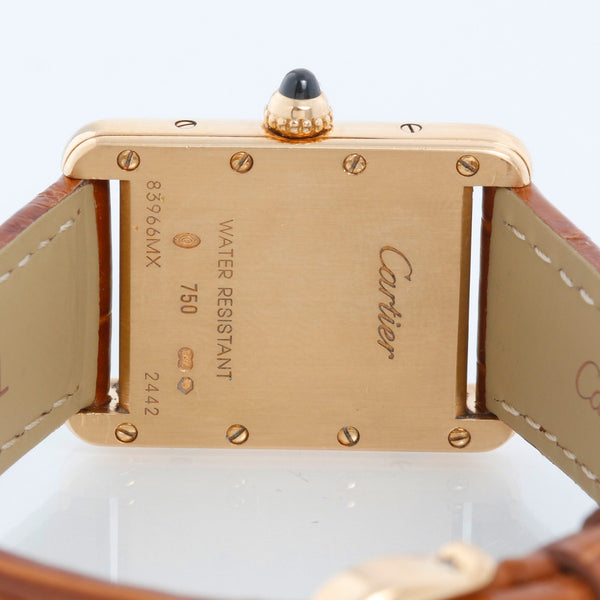 Cartier Tank 18k Yellow Gold Ladies Watch on Leather Band W1529856