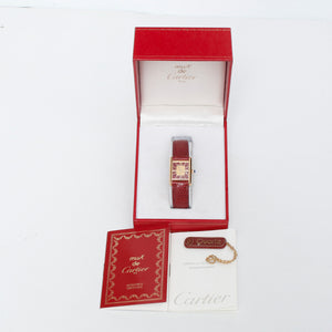 Vintage Tank Must de Cartier Gold Vermeil Burgundy Ladies Quartz Watch