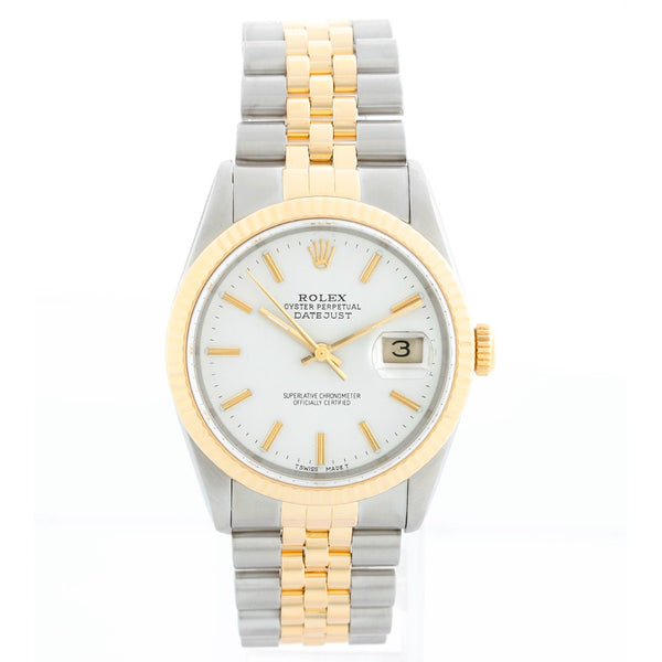Rolex Datejust Men's 2-Tone Watch 16233 White Dial