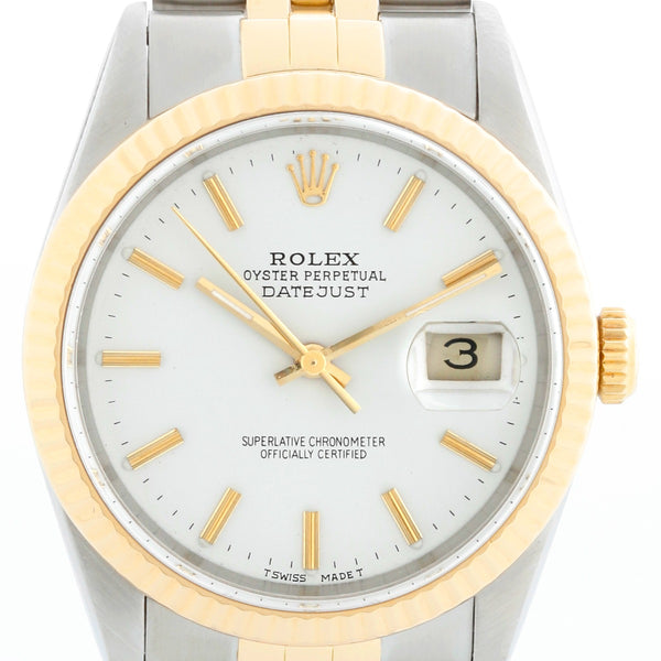 Rolex Datejust Men's 2-Tone Watch 16233 White Dial