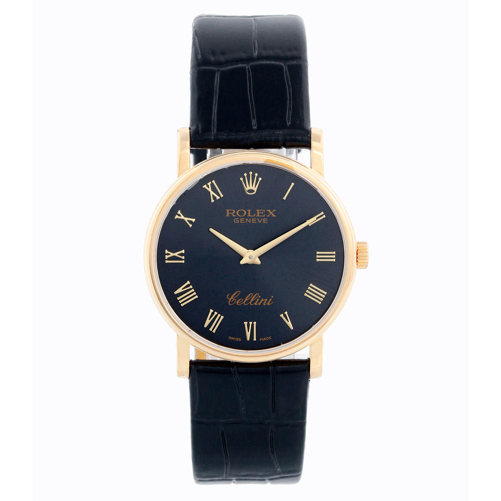 Rolex Cellini Classic Black Dial 18k Yellow Gold Men's Watch 5115