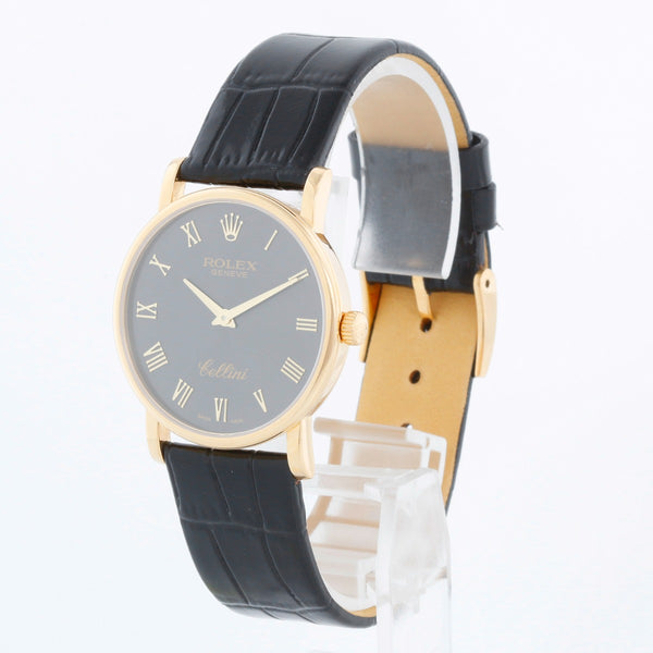 Rolex Cellini Classic Black Dial 18k Yellow Gold Men's Watch 5115