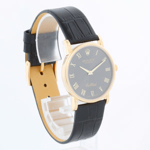 Rolex Cellini Classic Black Dial 18k Yellow Gold Men's Watch 5115