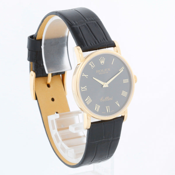 Rolex Cellini Classic Black Dial 18k Yellow Gold Men's Watch 5115