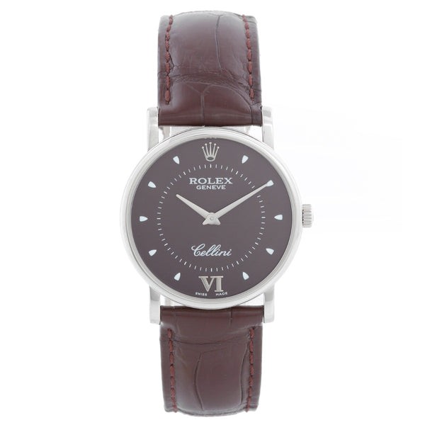 Rolex Cellini Classic 18k White Gold Men's Burgundy  Watch 5115/9