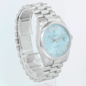 Rolex President Day-Date Platinum Men's Watch 118206 Glacier Blue Dial