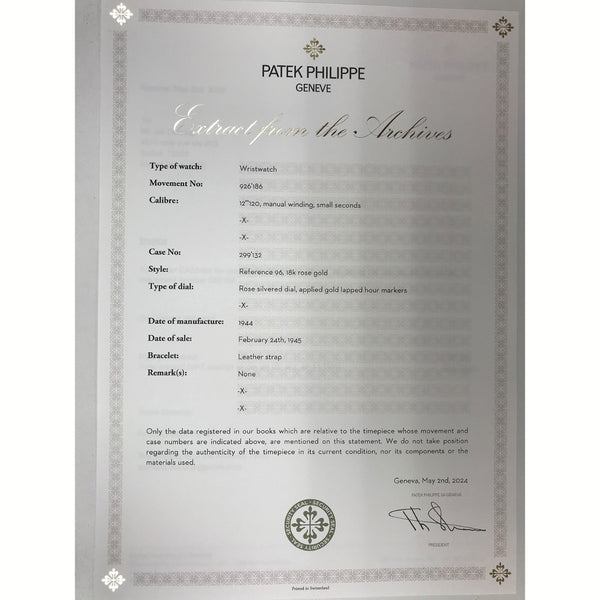 Patek Philippe Ref 96 With Rare Pink Dial Calatrava 18k Rose Gold Men's Watch