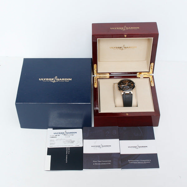 Ulysse Nardin Executive Dual Time 18k Rose Gold Watch 246-00 3/42