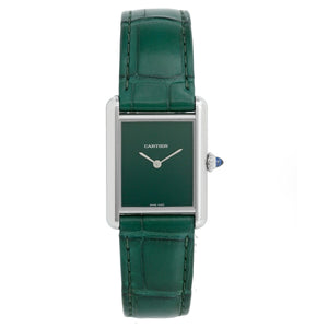 Cartier Large Steel Tank Must Watch Green Cordes de Marseille Watch Ref. WSTA0056