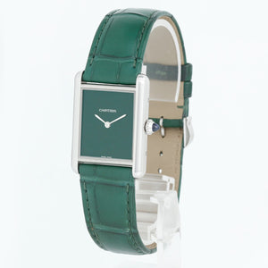 Cartier Large Steel Tank Must Watch Green Cordes de Marseille Watch Ref. WSTA0056