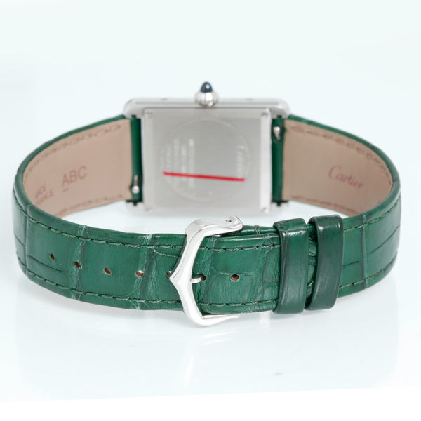 Cartier Large Steel Tank Must Watch Green Cordes de Marseille Watch Ref. WSTA0056