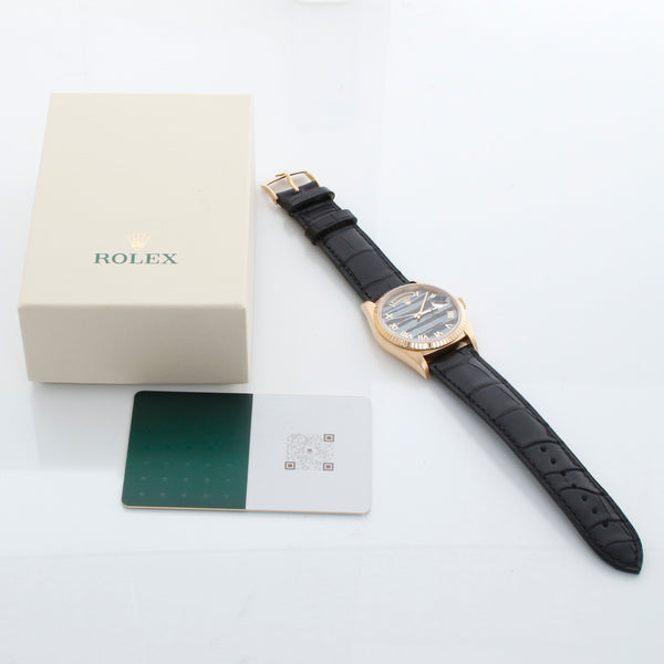Rolex Day-Date President 18K Gold Ferrite Dial On Strap Watch 18238
