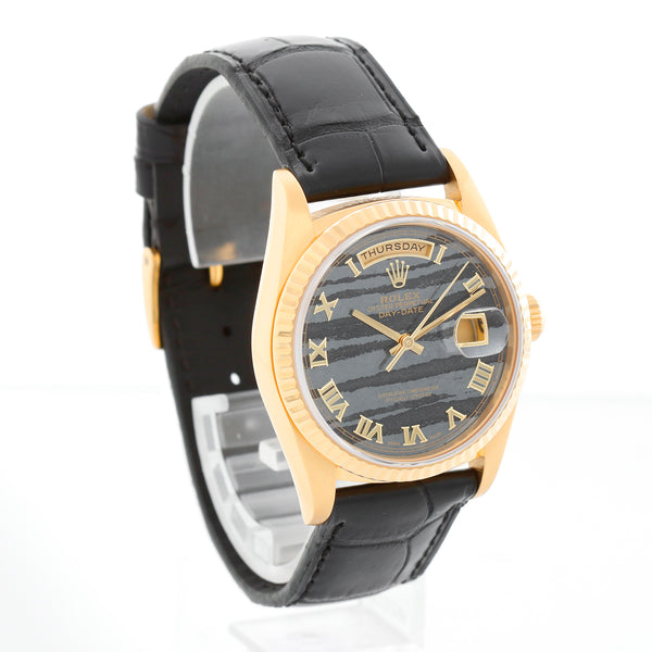 Rolex Day-Date President 18K Gold Ferrite Dial On Strap Watch 18238