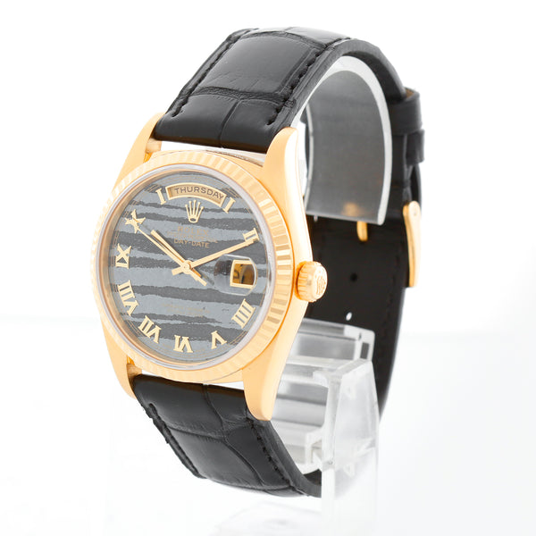 Rolex Day-Date President 18K Gold Ferrite Dial On Strap Watch 18238
