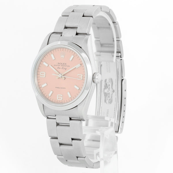 Rolex Air King Stainless Steel Men's Watch Salmon Dial 14000
