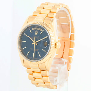 Rolex President Day-Date Men's 18k Yellow Gold Watch Blue Dial  118238