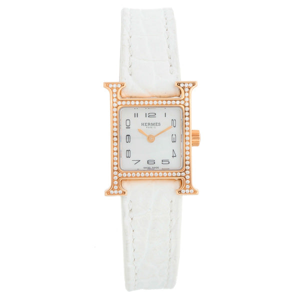 Hermes Heure H 18k Rose Gold Mini  Ladies Watch W053094WW00