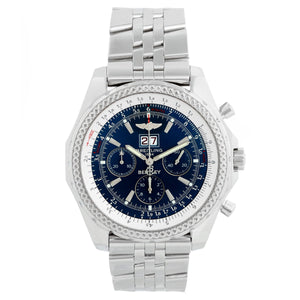 Breitling Bentley 6.75 A44362 Chronograph Men's Steel Watch Blue Dial