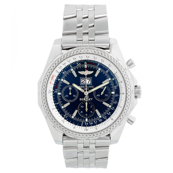 Breitling Bentley 6.75 A44362 Chronograph Men's Steel Watch Blue Dial