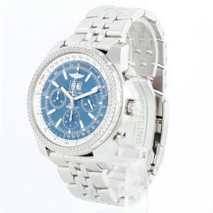 Breitling Bentley 6.75 A44362 Chronograph Men's Steel Watch Blue Dial