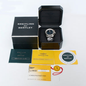 Breitling Bentley 6.75 A44362 Chronograph Men's Steel Watch Blue Dial