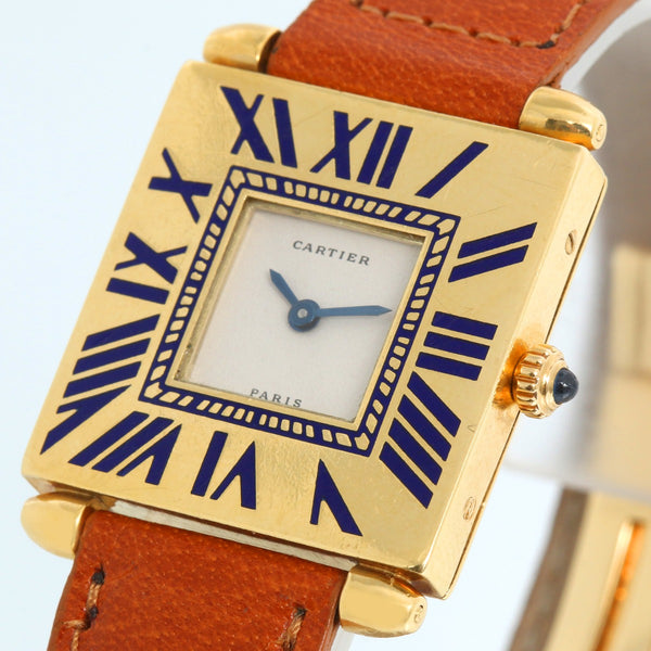 Vintage Cartier Art Deco 18k Yellow Gold Large Size Quadrant Watch
