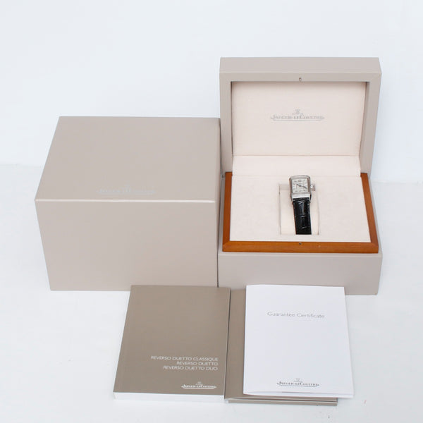 Jaeger LeCoultre Reverso Duetto Classique Ladies Steel Watch with Diamonds 265.8.75