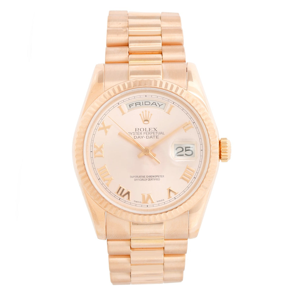 Men's Rolex Rose Gold President Day-Date Watch 118235 Rose Dial