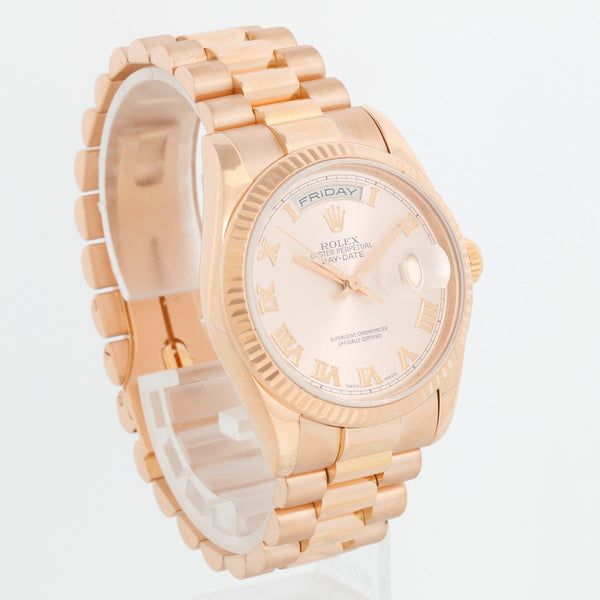 Men's Rolex Rose Gold President Day-Date Watch 118235 Rose Dial