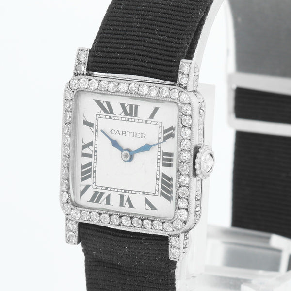 Very Rare & Collectable Cartier Paris Art Deco Platinum Diamond Ladies Watch