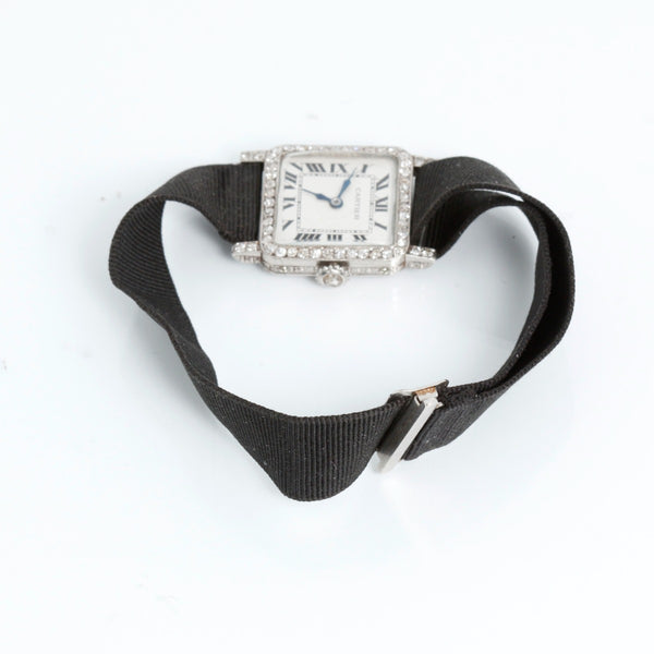 Very Rare & Collectable Cartier Paris Art Deco Platinum Diamond Ladies Watch