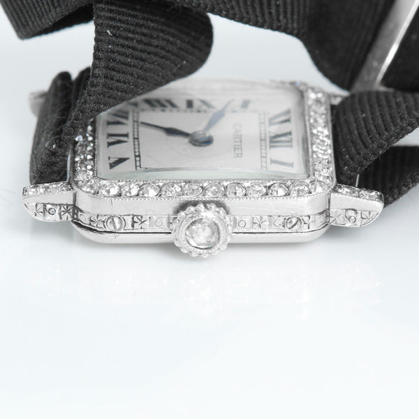 Very Rare & Collectable Cartier Paris Art Deco Platinum Diamond Ladies Watch