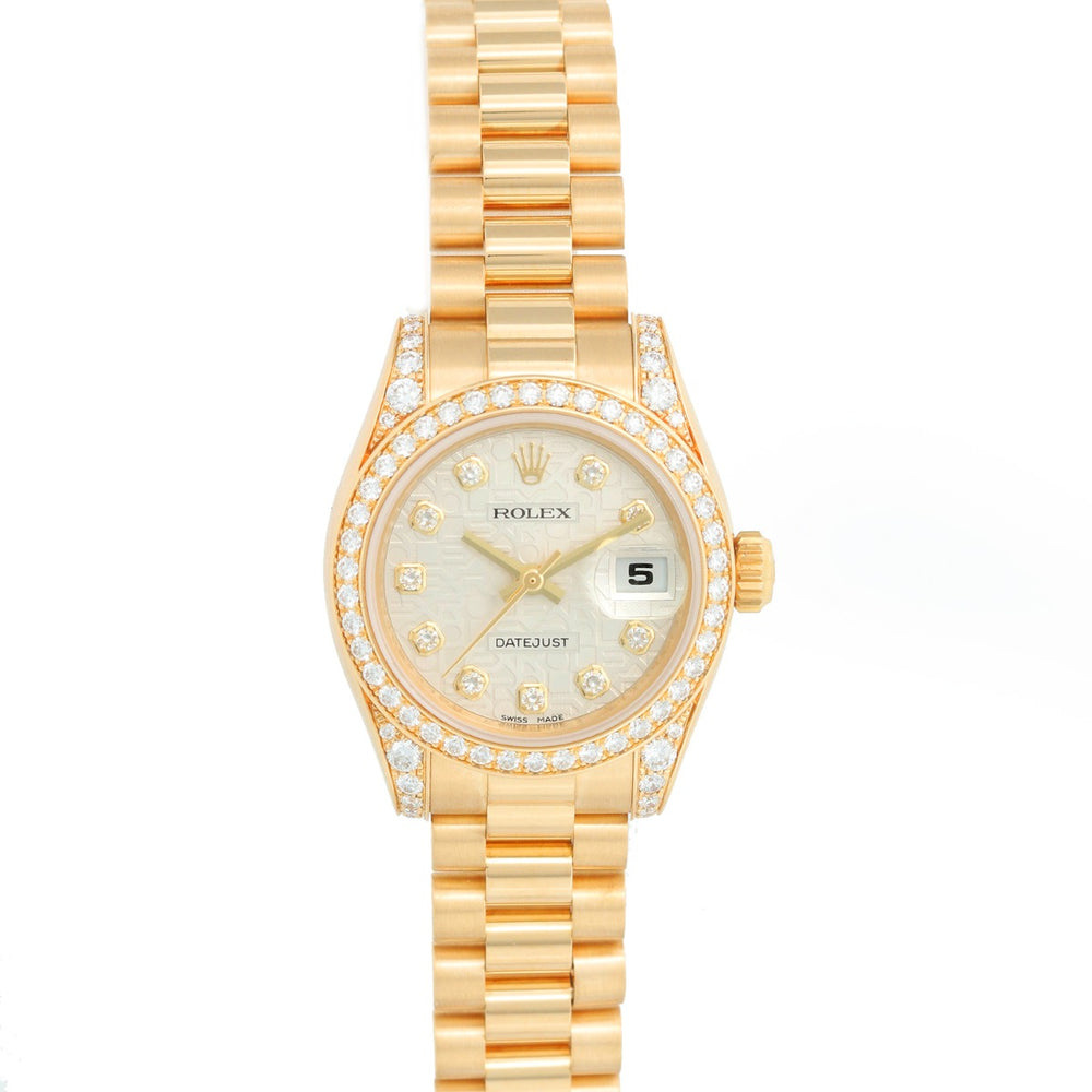 Ladies Rolex President 18k Gold & Diamond Watch 179158