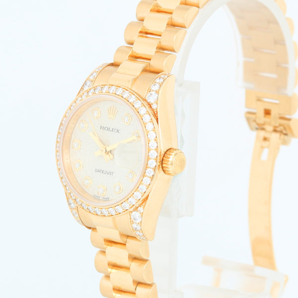 Ladies Rolex President 18k Gold & Diamond Watch 179158