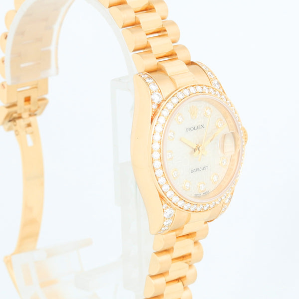 Ladies Rolex President 18k Gold & Diamond Watch 179158